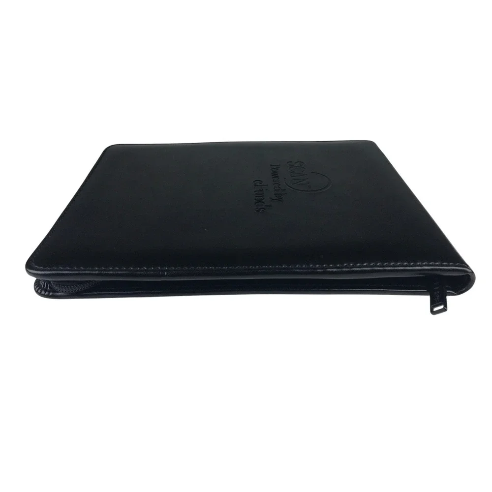 Leed's SCAN Powered By eFunds Black Zippered Padfolio Portfolio Organizer 10 x 8